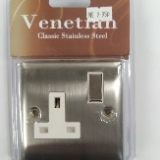 Lyvia Venetian S/S Sw/Socket White Insert 1G 13A