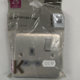 Knightsbridge FPAVR7000BCG 13 A 1g DP Brushed Chrome Flat Plate Switched Socket