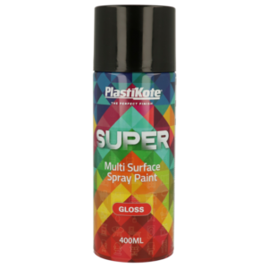 PlastiKote Super Black Gloss Spray Paint 400ml (1100 / RAL 9005) (N)