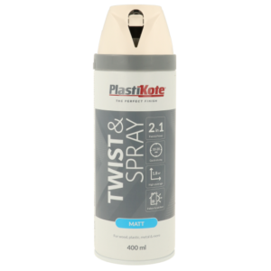 PlastiKote Satin White Twist & Spray Paint 400ml (RAL 9010) (N)